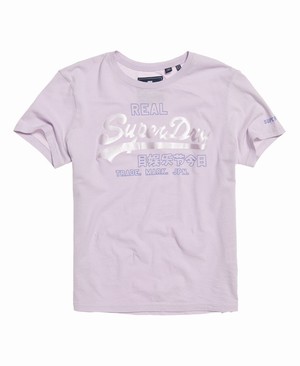 Superdry Vintage Logo Code Bonded Satin Női Pólók Lila | HWJZV1790